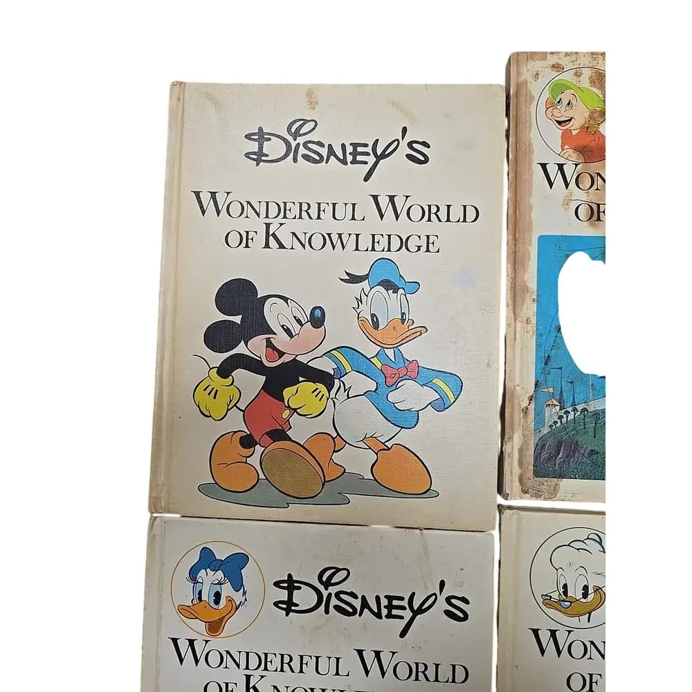 Lot of 4 Vintage 1971 Disney's Wonderful World of Knowledge Hardcover Kids Books